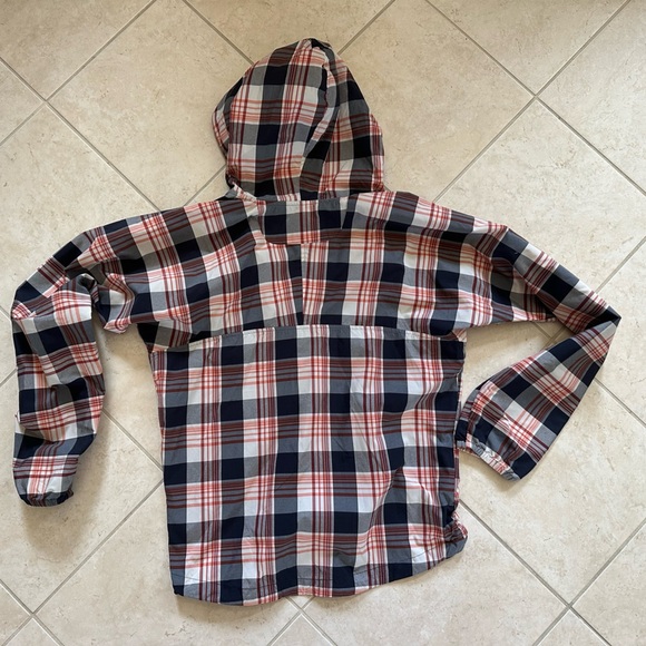 Patagonia First Sun Navy, Orange, and Cream Plaid Jacket - Picture 3 of 3
